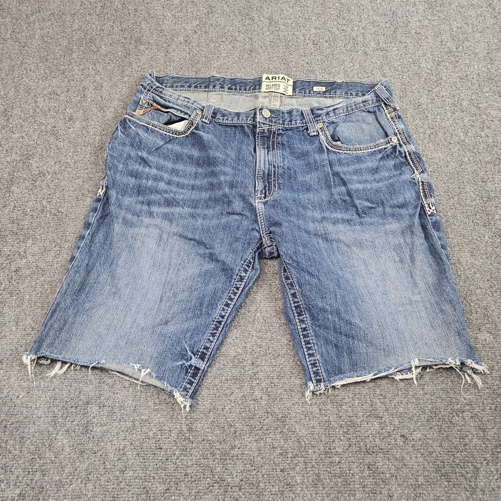 Ariat M4 Denim Shorts Mens Size 42 Blue Cutoff Relaxed Fit‎ Jean Shorts Western